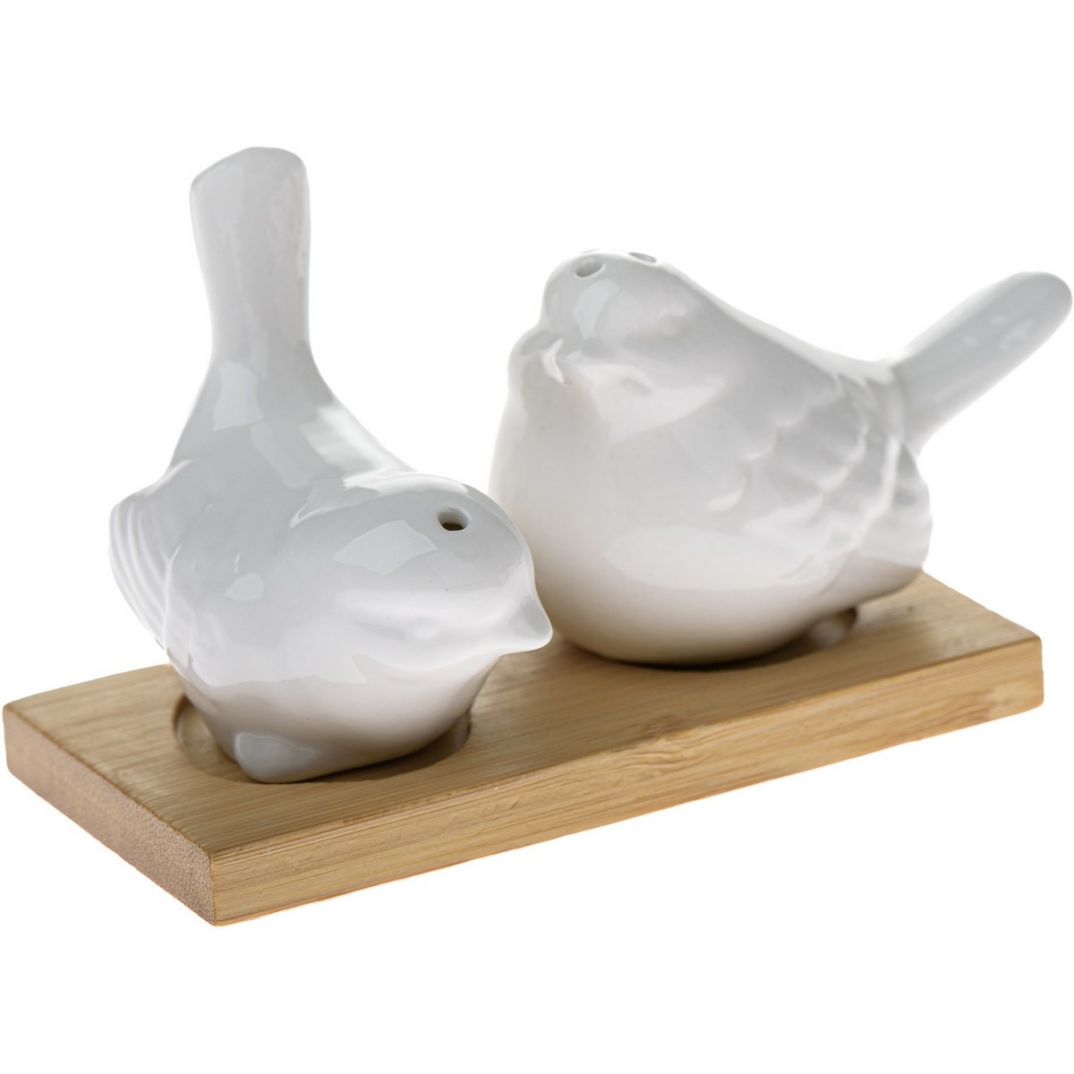 Porcelánová slánka a pepřenka s podtáckem Ptáčci