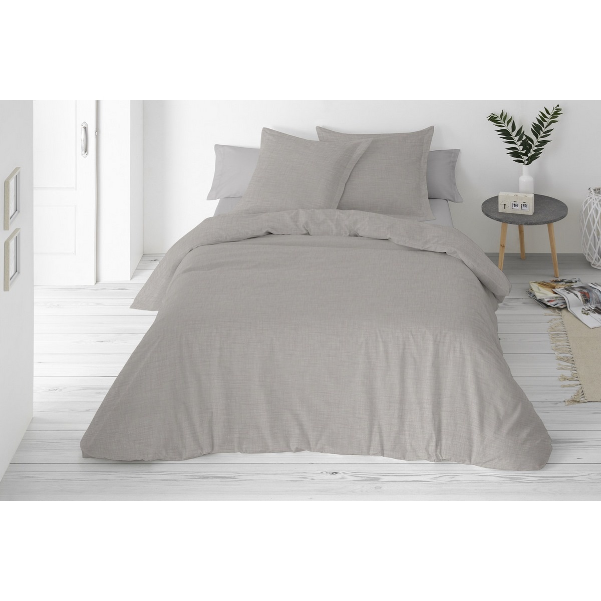 Povlečení ze směsi bavlny a lnu šedá