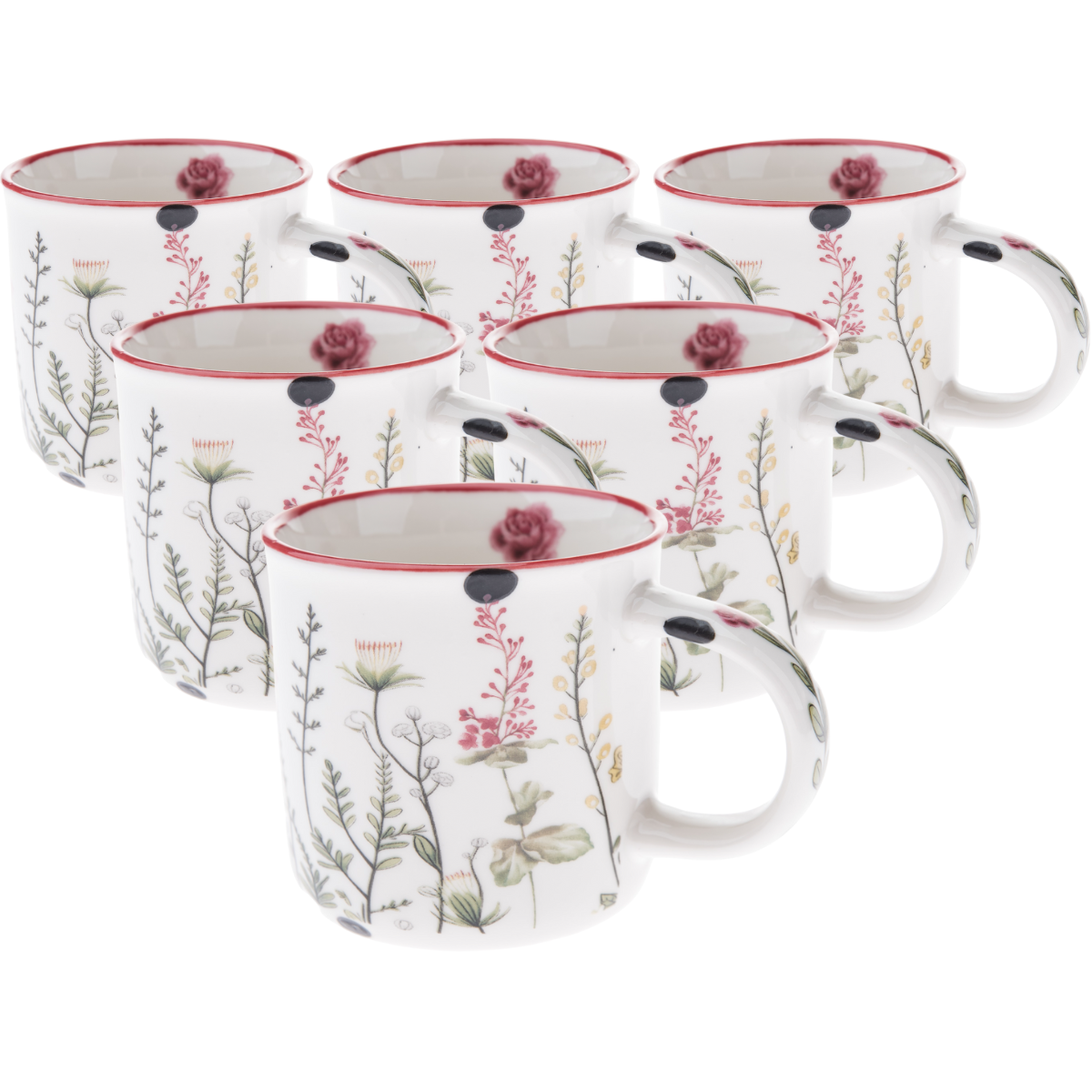 Sada 6 porcelánových hrnků Letní louka 230 ml