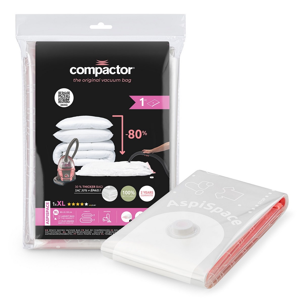Vakuový úložný pytel Compactor Bag Aspispace XL 80 x 130 cm