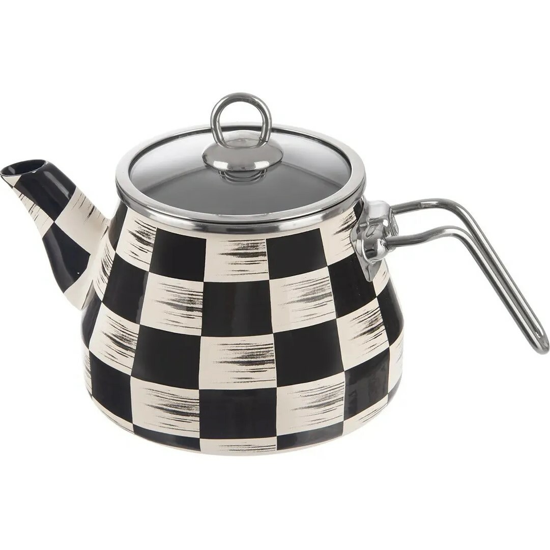 Čajník smalt ŠACHOVNICE Lem 2 l