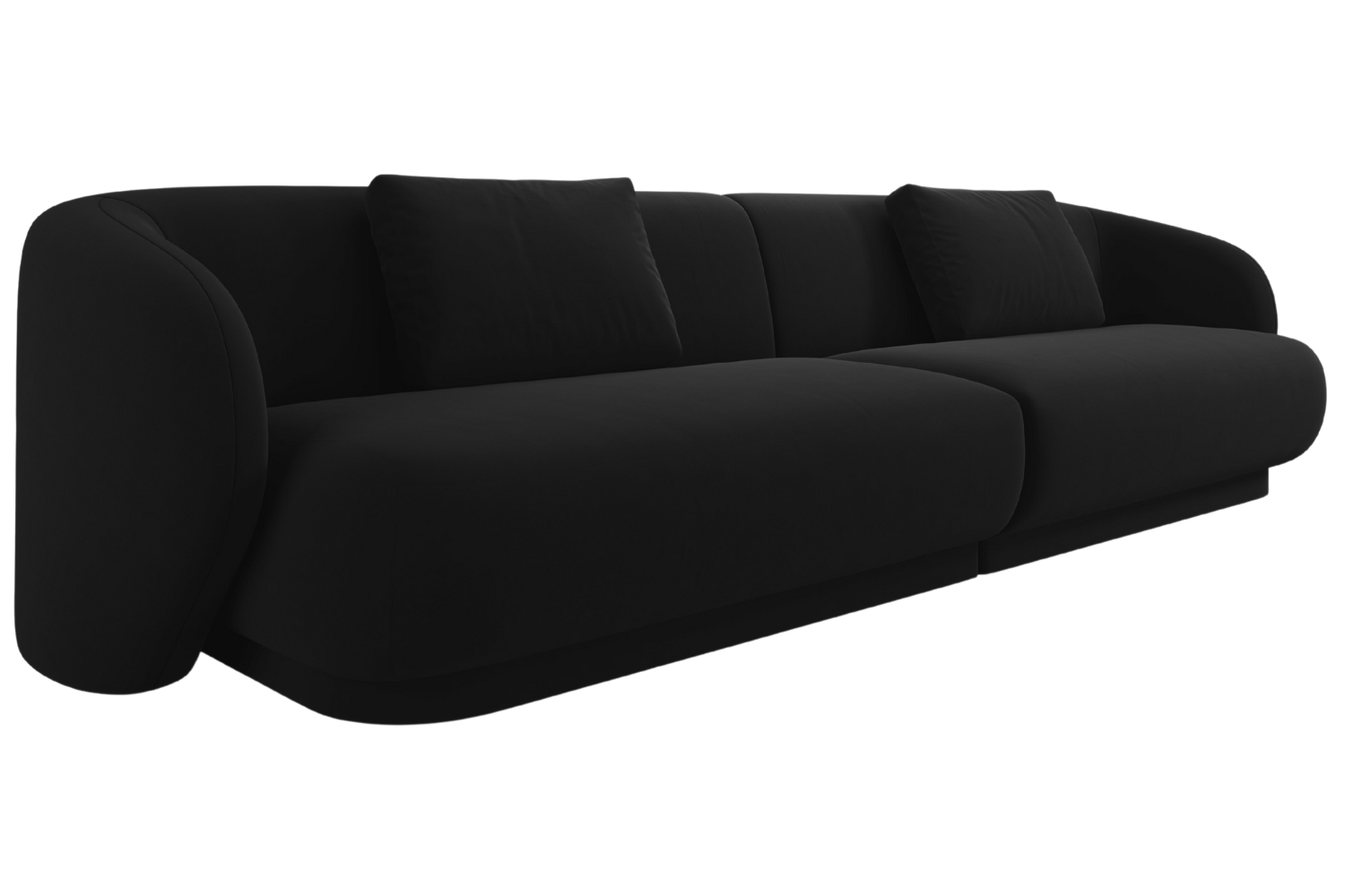 Cosmopolitan Design Černá sametová čtyřmístná pohovka Camden 304 cm