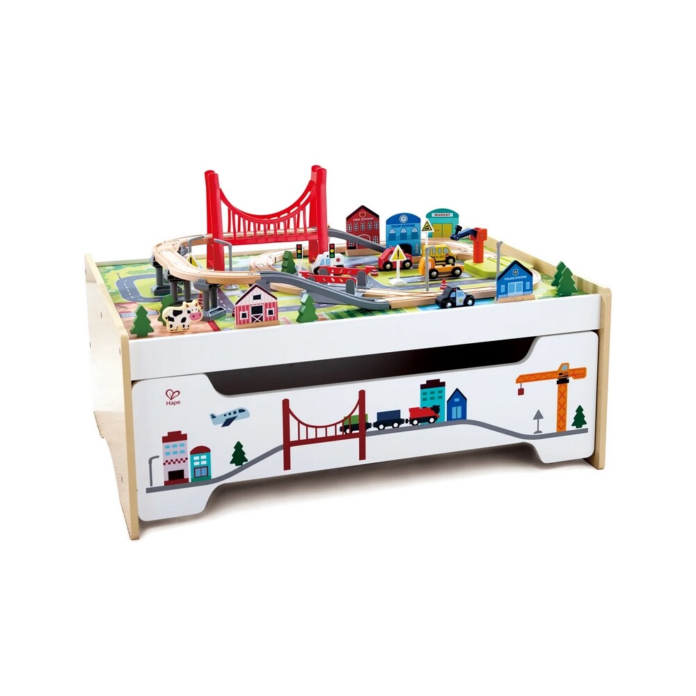 Hape Hrací stůl s úložným prostorem a vláčkodráhou