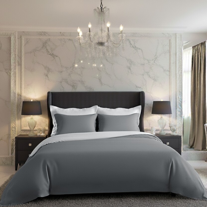 Kvalitex Saténové povlečení Luxury Collection bílá/tmavě šedá