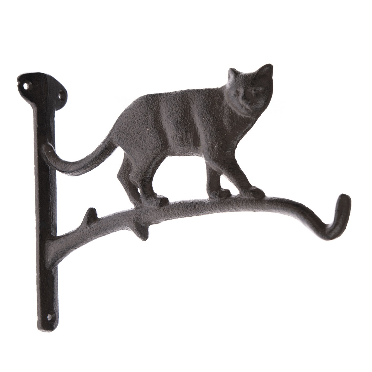 Litinový věšák Kočka na větvi černá
