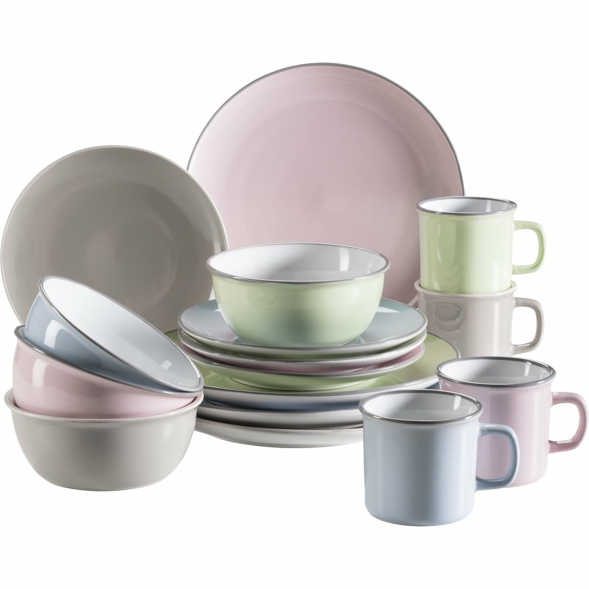 Mäser Jídelní sada nádobí 16 ks MAILA – světle modrá mix