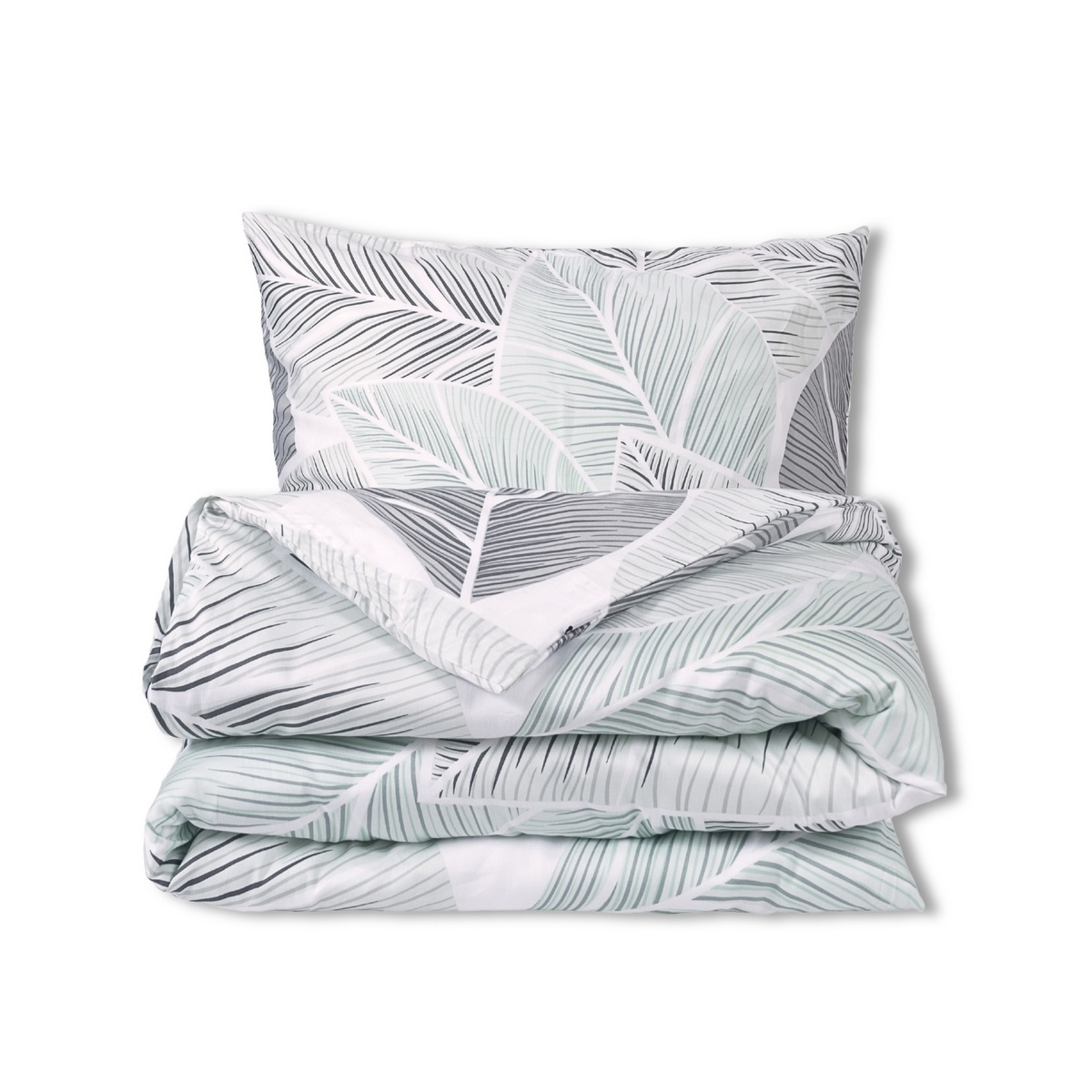 Matex Saténové povlečení Šedé listy