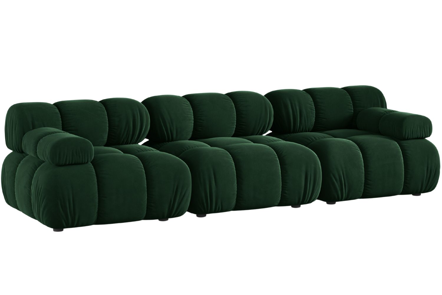 Micadoni Lahvově zelená sametová trojmístná pohovka Bellis 282 cm