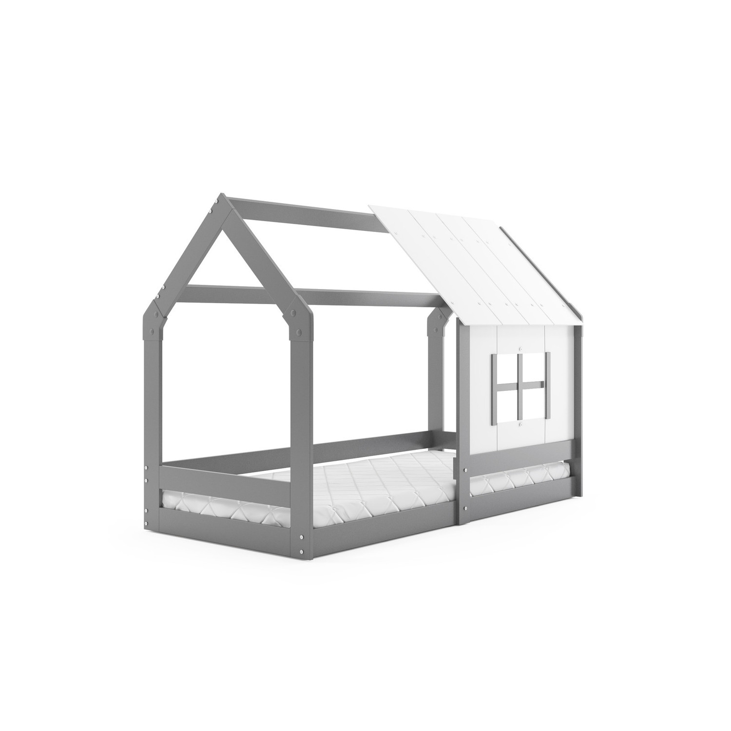 Dětská postel DOMEK s oknem 80x160 cm Šedá