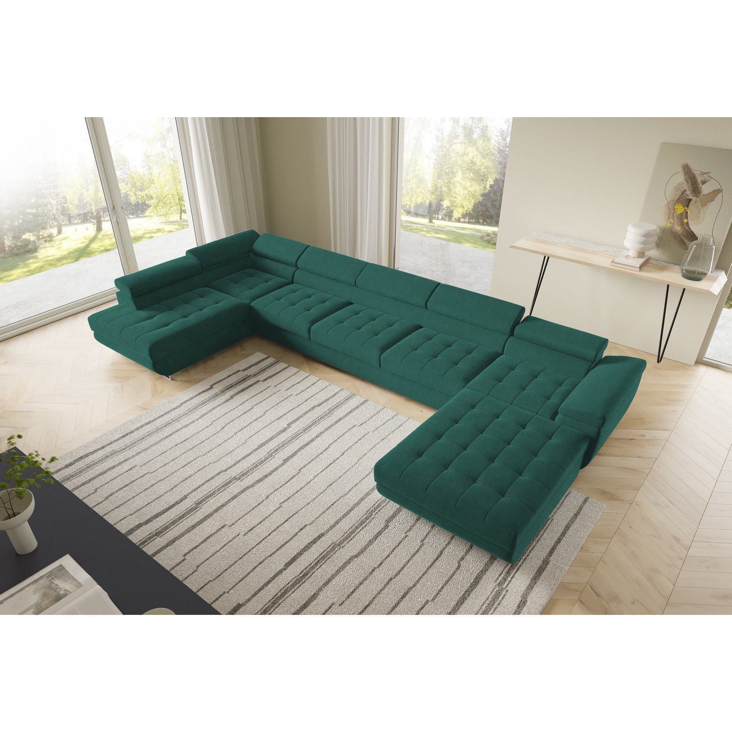 Rohová rozkládací sedací souprava BENJAMIN 275 U XL Levá Hnědá