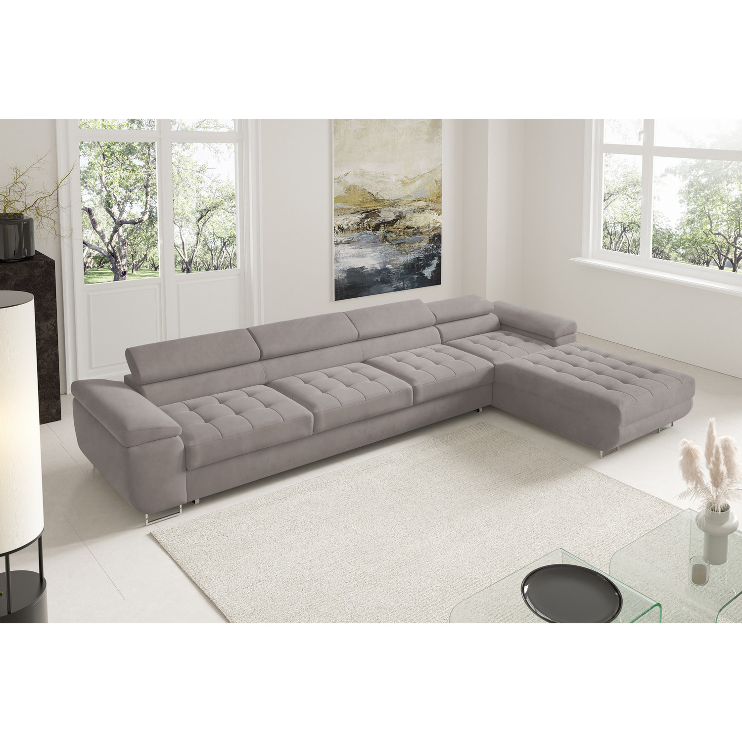 Rohová rozkládací sedací souprava BENJAMIN 272 XL Pravá Šedá VI