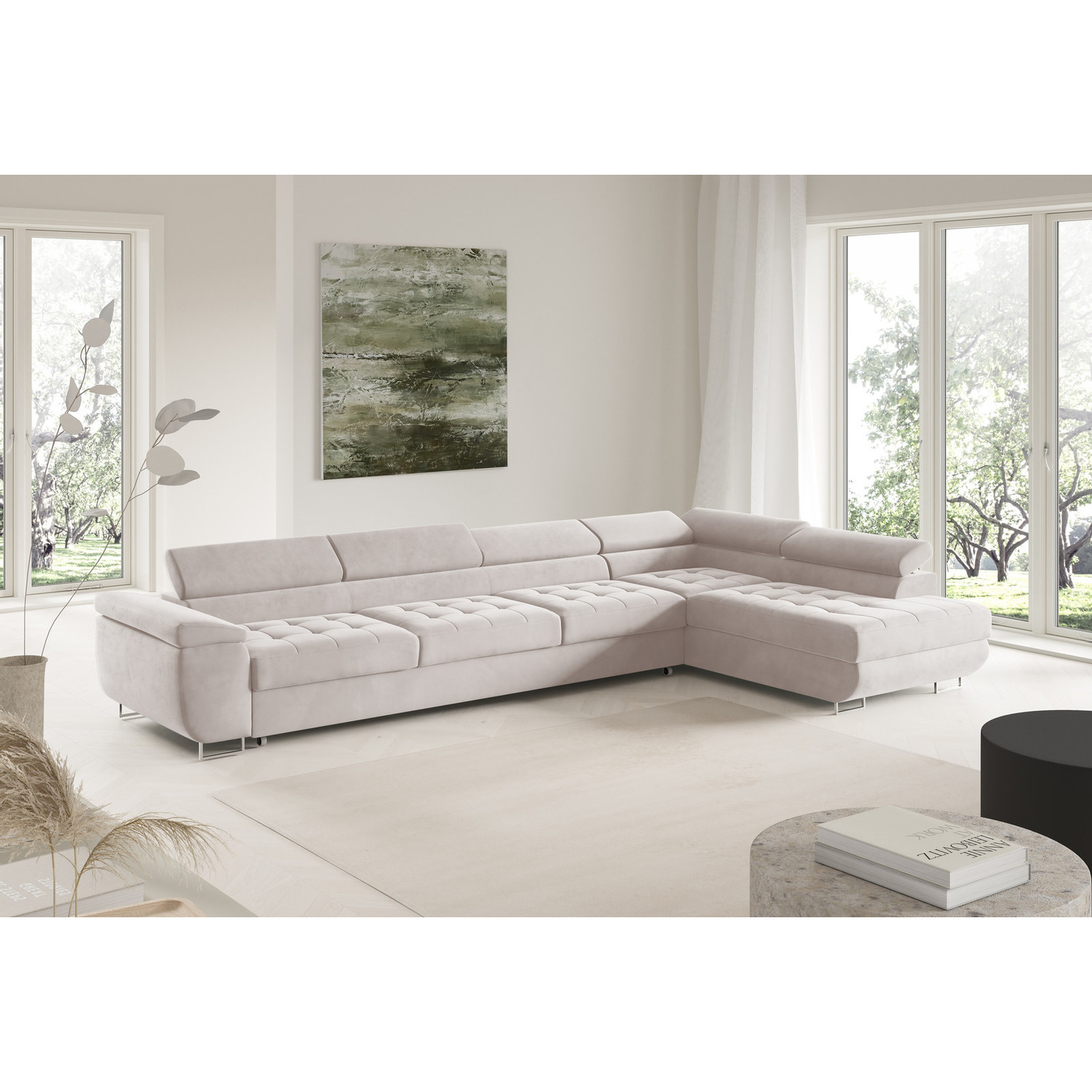 Rohová rozkládací sedací souprava BENJAMIN 155 XL Pravá Béžová II