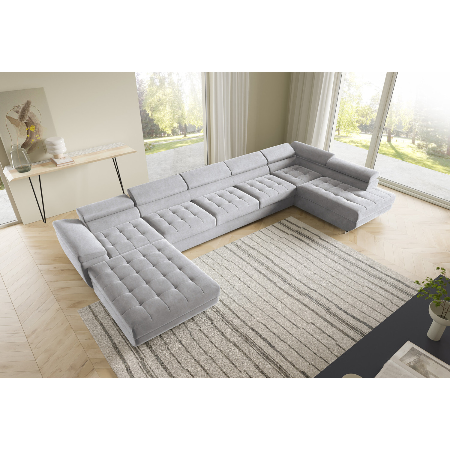 Rohová rozkládací sedací souprava BENJAMIN 275 U XL Pravá Šedá II