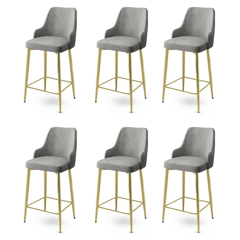 Sada barových židlí Enox Grey and Gold