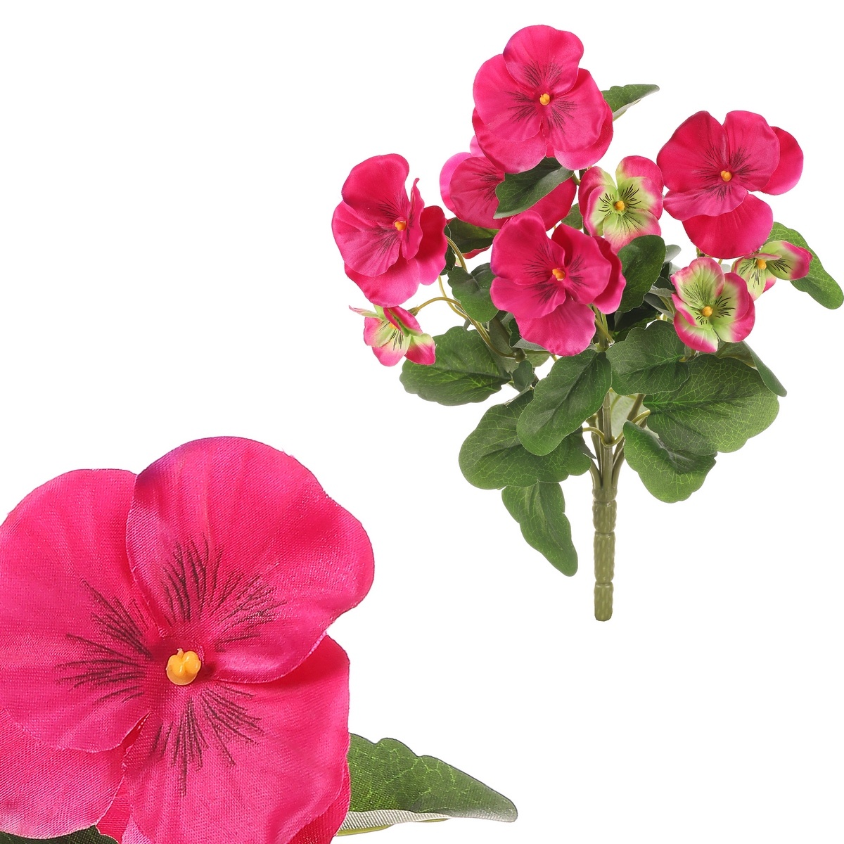 Umělá kytice Maceška tmavě růžová