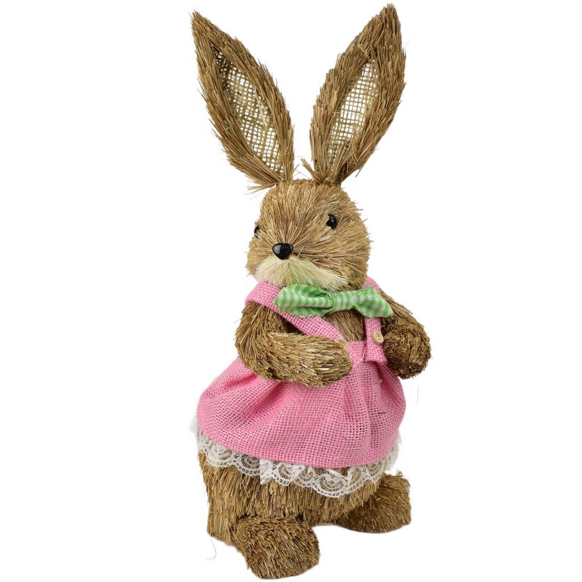 Velikonoční slaměná Zaječice v růžovém oblečku přírodní