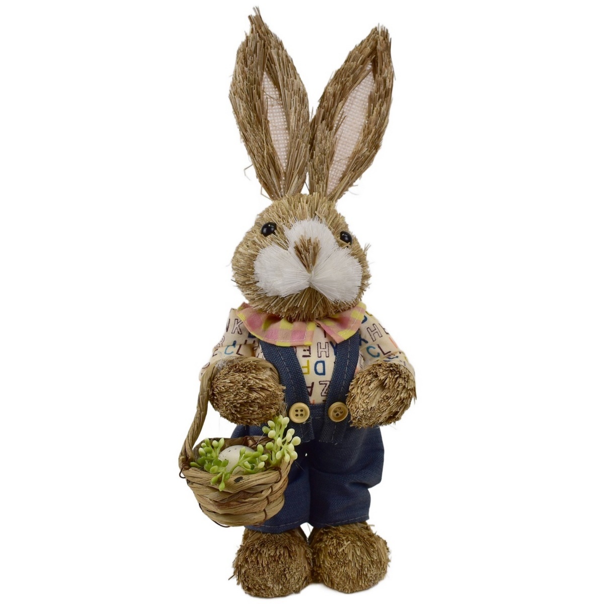 Velikonoční zajíček ze slámy s košíkem