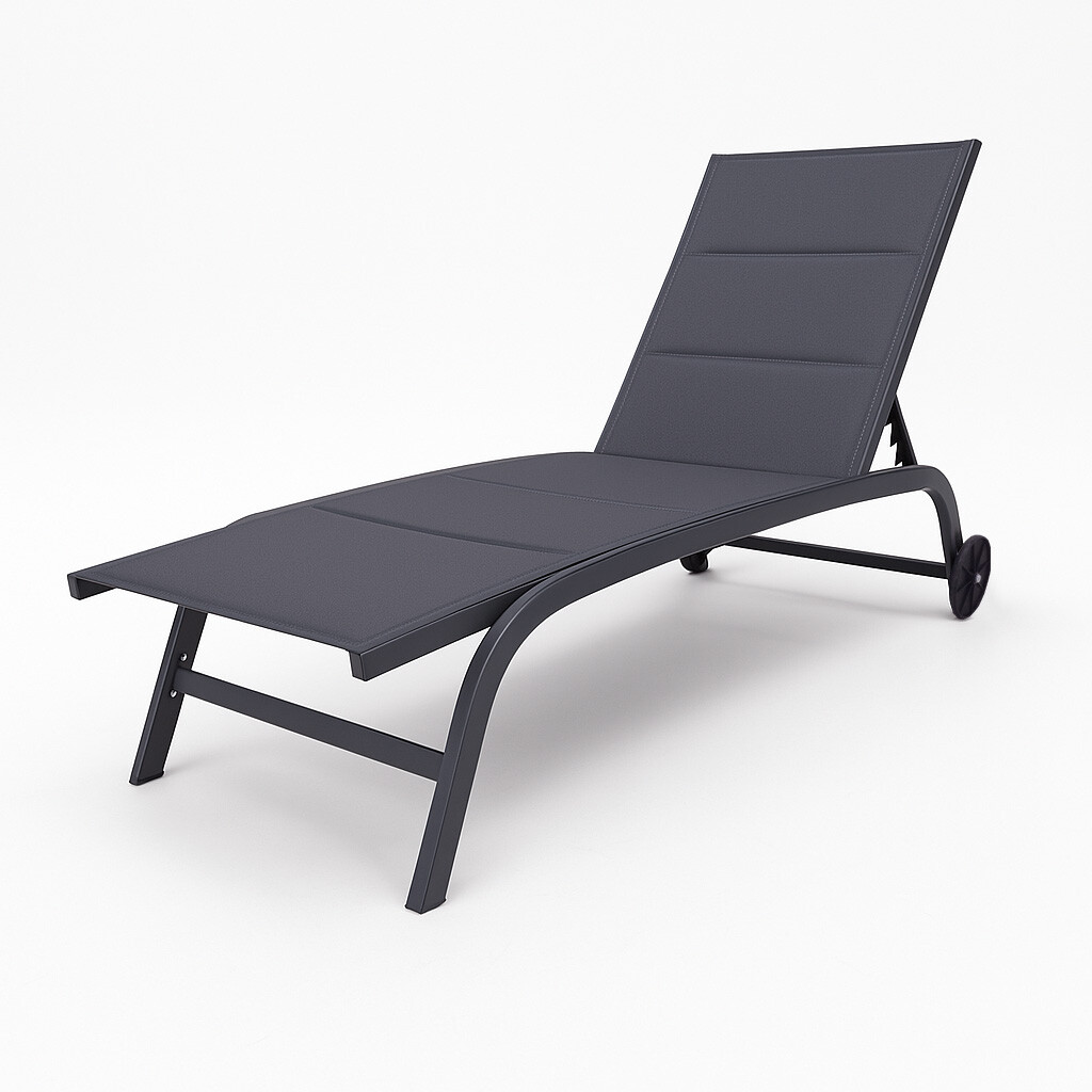 Zahradní lehátko s kolečky 184 x 60 x 35 cm